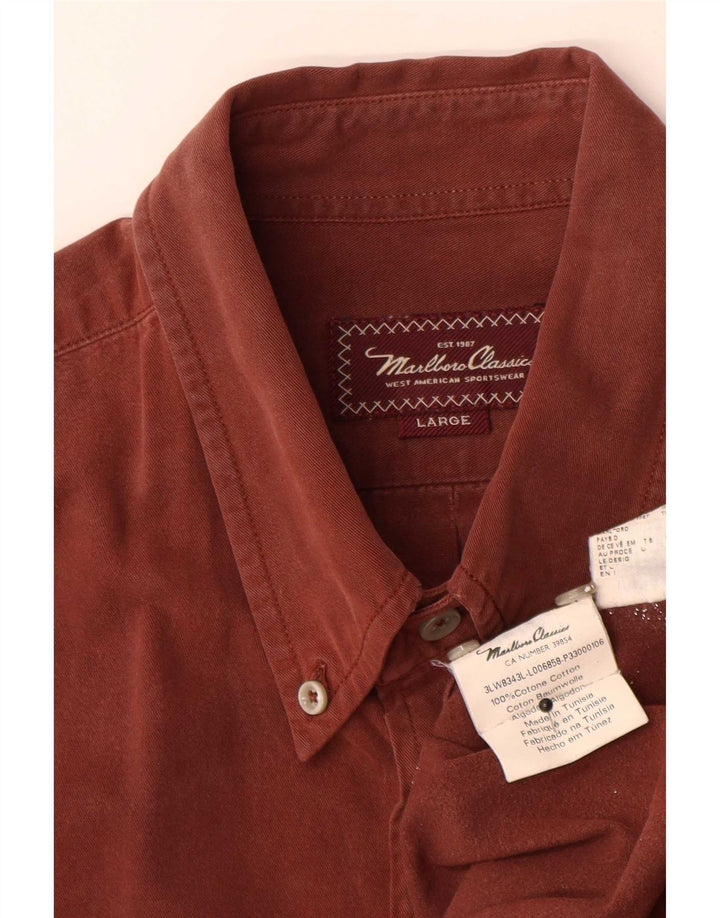 Marlboro Classics Chemise Homme Large Marron Coton