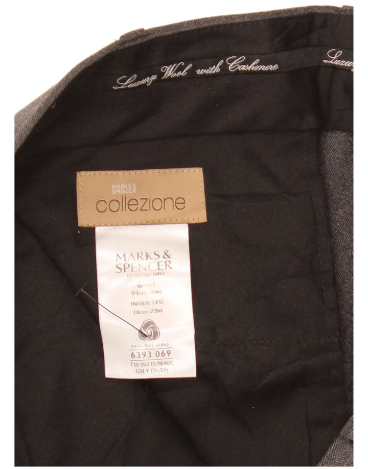 MARKS & SPENCER Pantalon de Costume Droit Homme W36 L29 Gris Laine