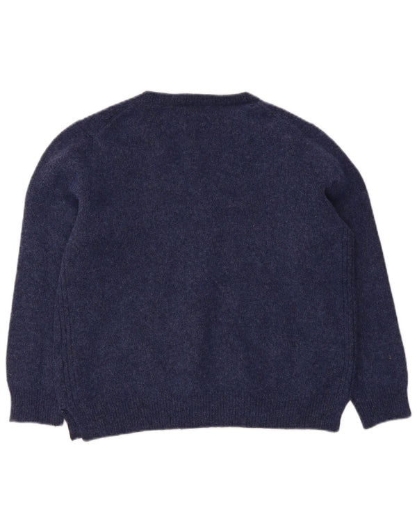 Polo Ralph Lauren Pull col en V pour femme UK 14 Grande laine bleu marine