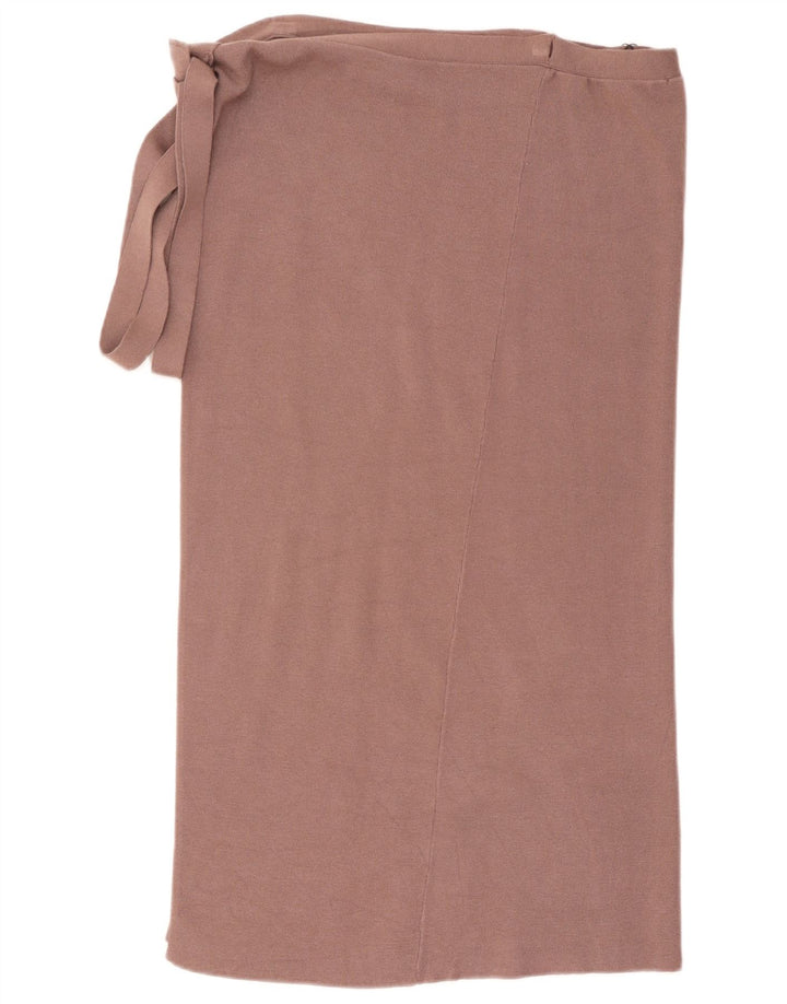 Zara Femme Jupe Portefeuille En Tricot Moyen W28 Viscose Marron