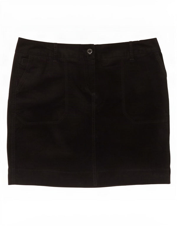 Marks & Spencer Mini jupe en velours côtelé pour femme UK 14 Large W34 Coton noir