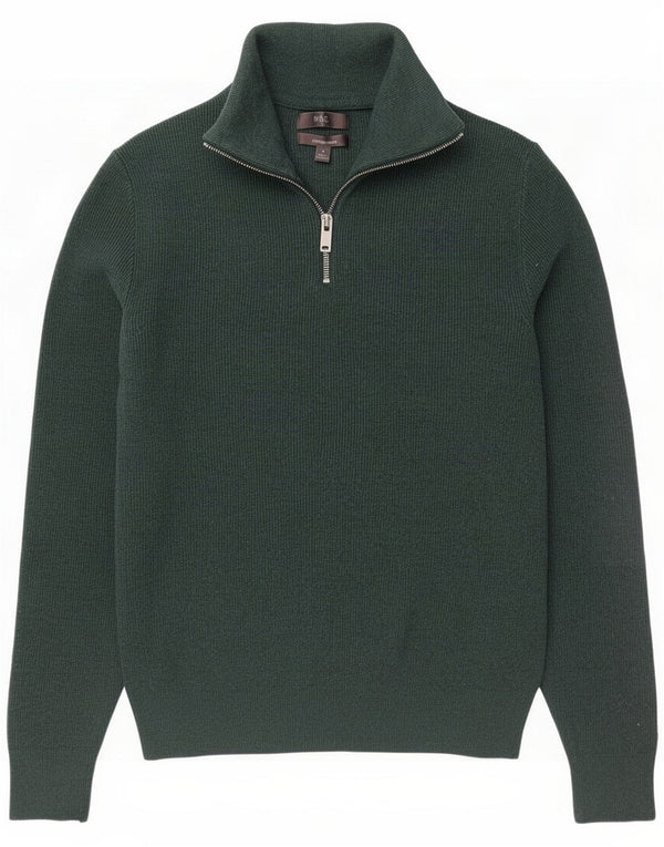 Marks & Spencer Pull à col zippé pour homme en coton vert moyen