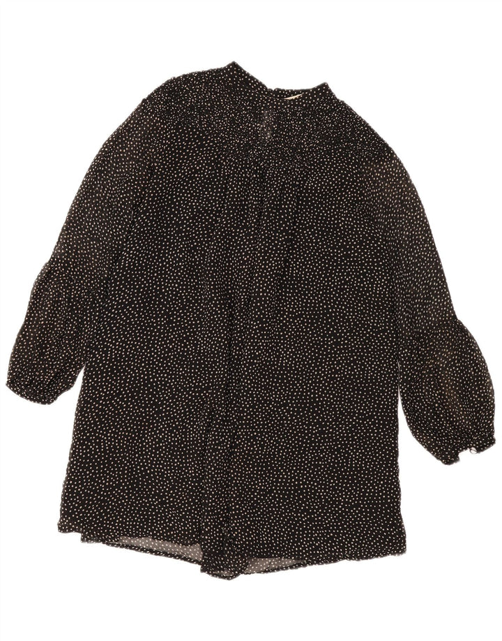 Zara Robe à volants pour femme UK 44 Medium Noir à pois