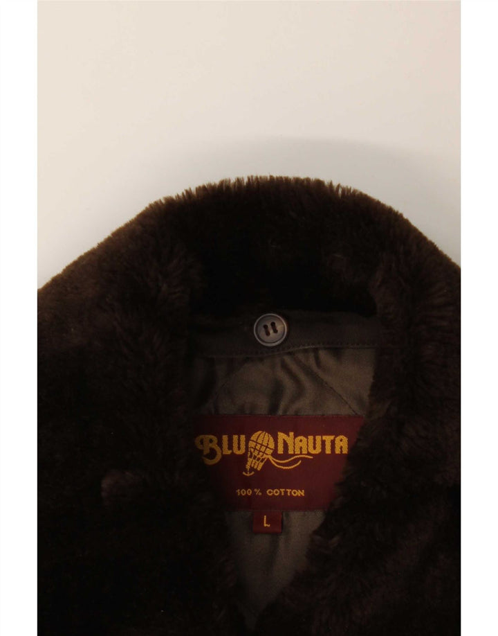 Blu Nauta Manteau pour femme UK 40 Large Marron Coton
