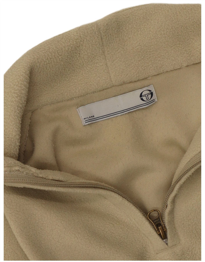 vintage Femme Zip Neck Fleece Jumper Moyen Vert