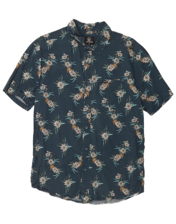 Volcom Chemise classique à manches courtes pour homme en coton floral bleu moyen