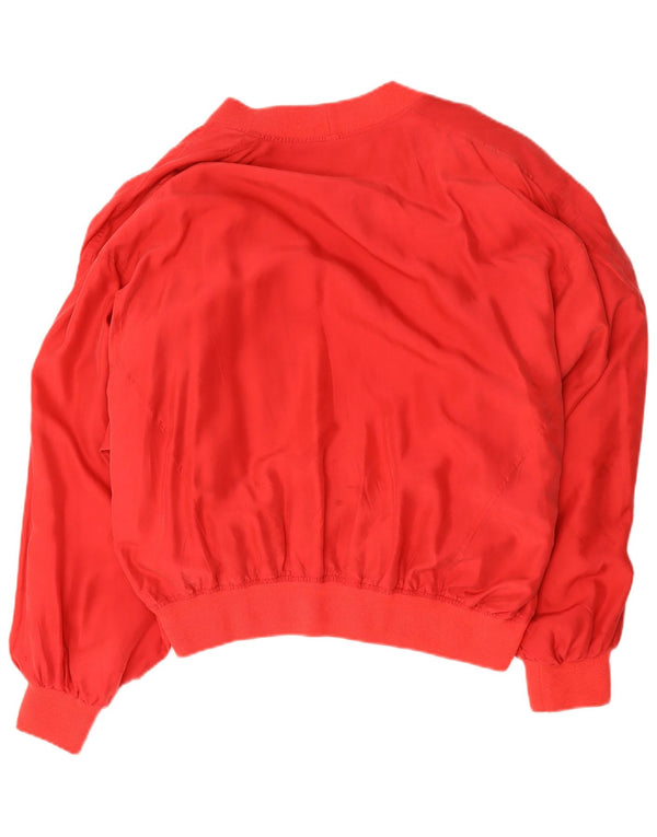 vintage Mens Graphic Bomber Jacket UK 42 XL Soie Rouge