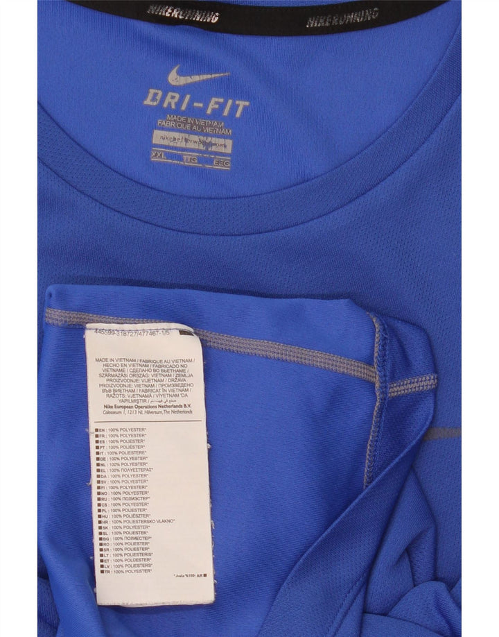 Nike Hommes Dri Fit T-Shirt Haut 2XL Bleu Polyester