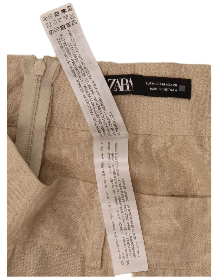 Jupe Midi Femme ZARA Medium W30 Lin Beige