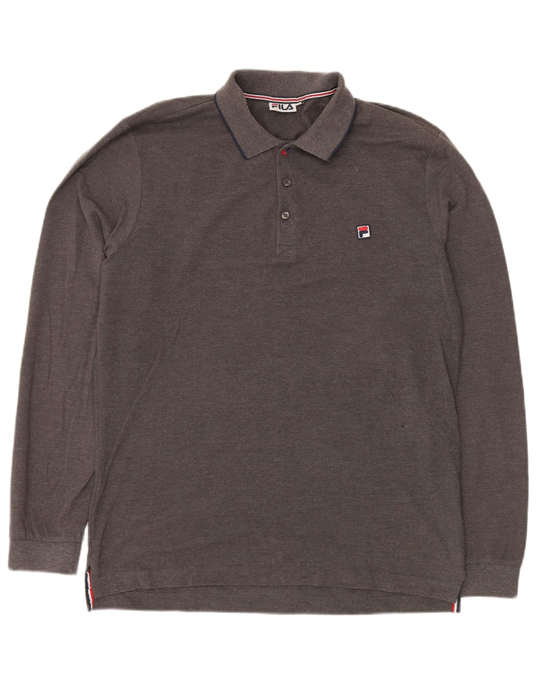 Fila Polo à manches longues pour homme 2XL Gris Coton
