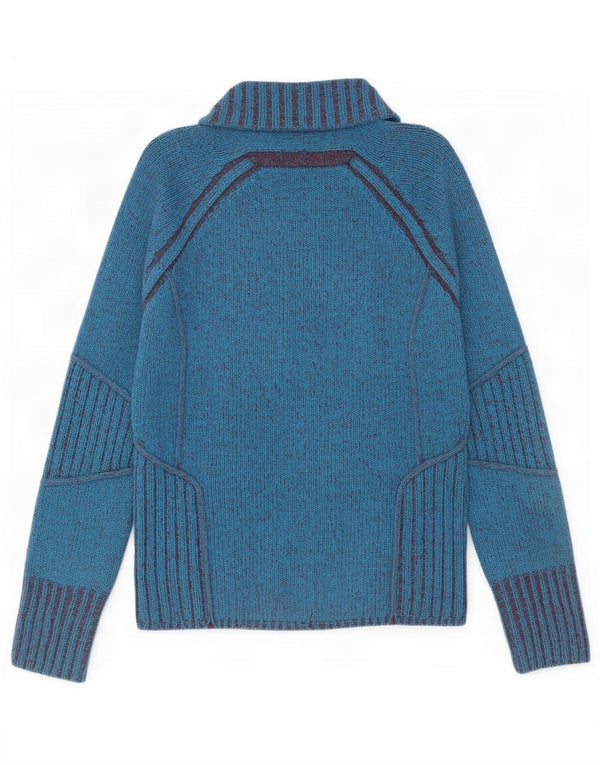 Marlboro Classics Pull cardigan zippé pour femme UK 18 XL Bleu laine d'agneau