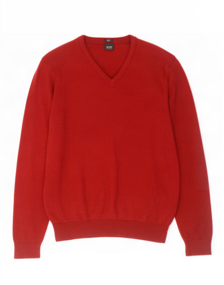 Hugo Boss Pull Regular Fit à col en V pour homme Rouge moyen Colourblock