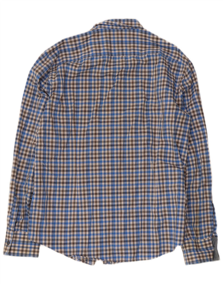 Hugo Boss Chemise Slim Fit en coton à grands carreaux bleus