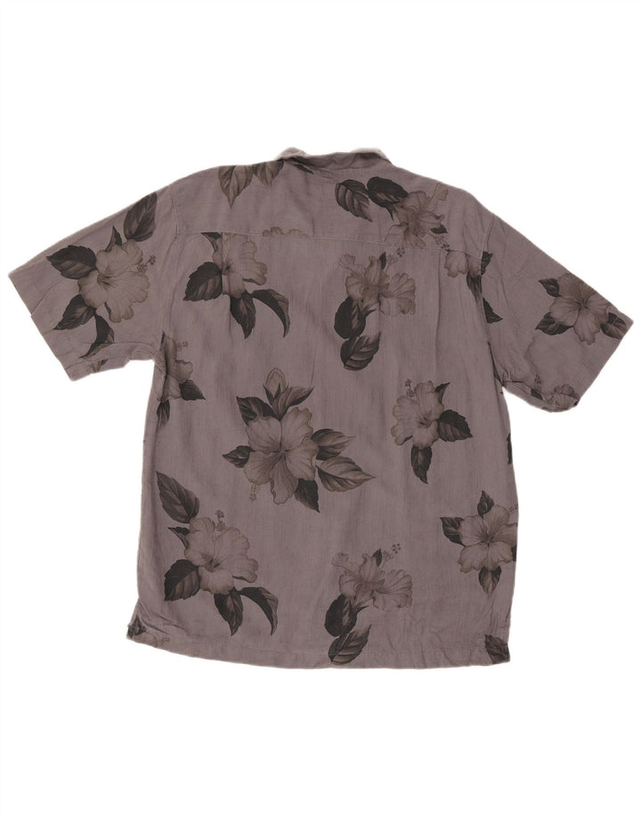 Tommy Bahama Chemise à Manches Courtes Homme Gris Moyen Soie Florale