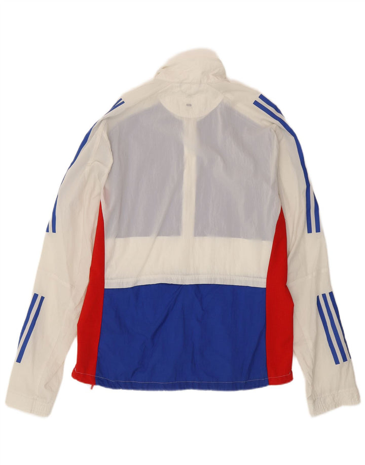 Adidas Veste de survêtement de course pour homme en nylon color block blanc moyen