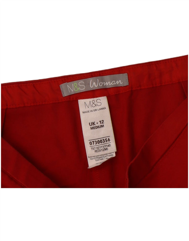 Marks & Spencer Pantalon capri droit pour femme UK 12 Medium W30 L21 Rouge