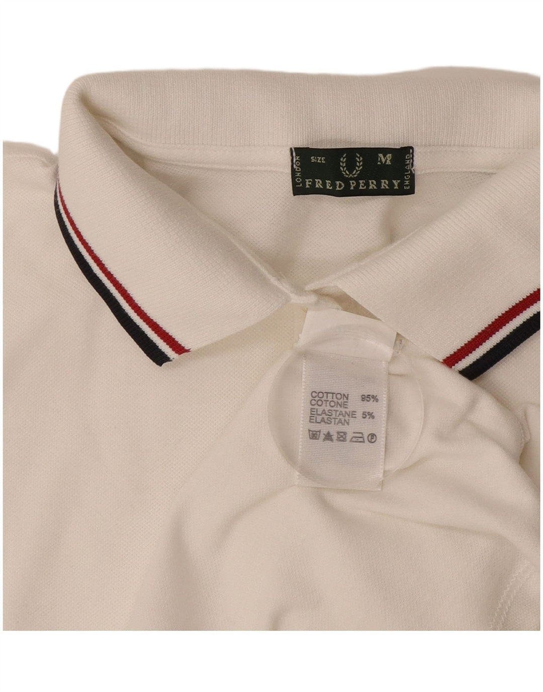 Fred Perry Polo Femme UK 14 Coton Blanc Moyen