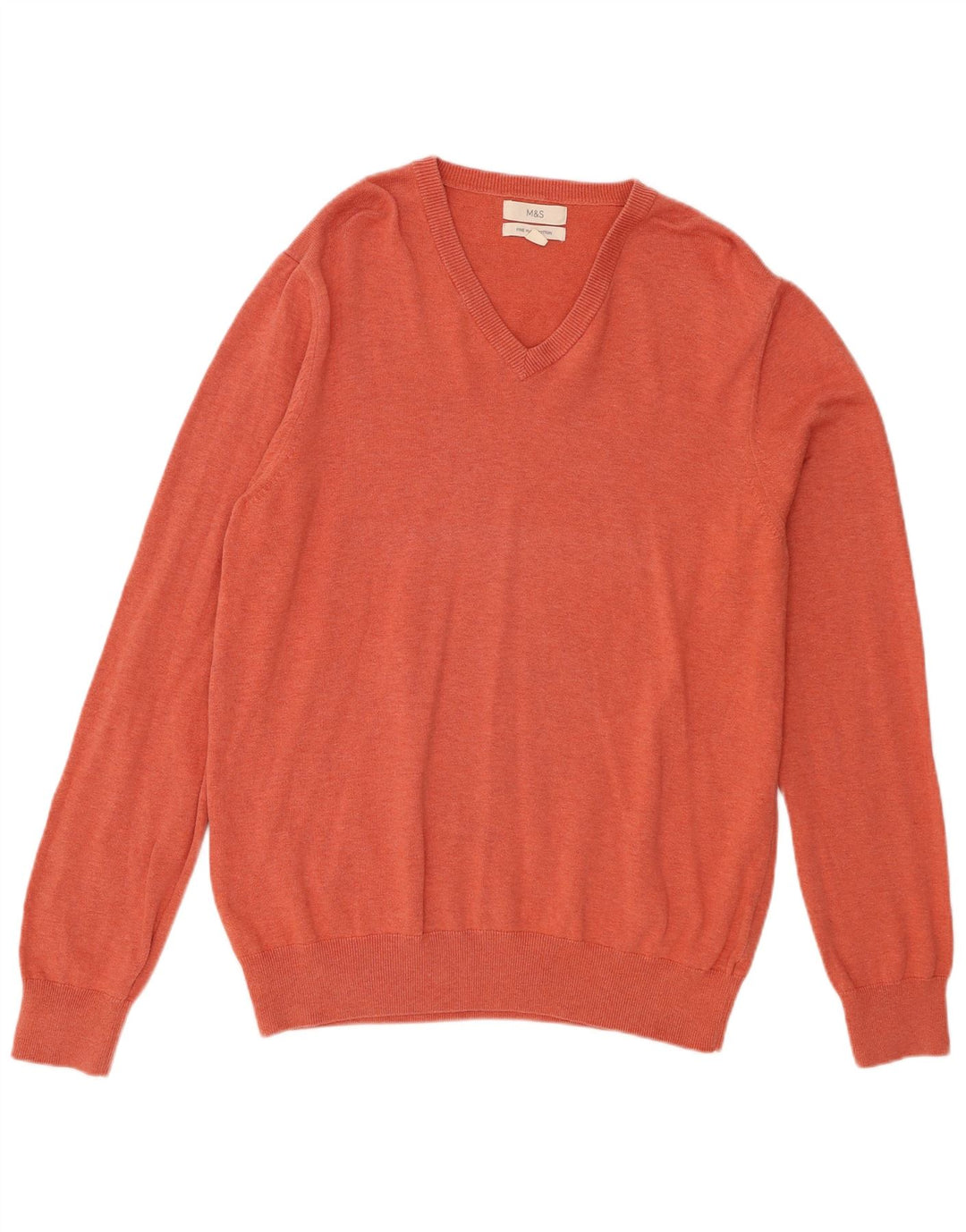 Marks & Spencer Pull col V pour homme en coton orange Taille L