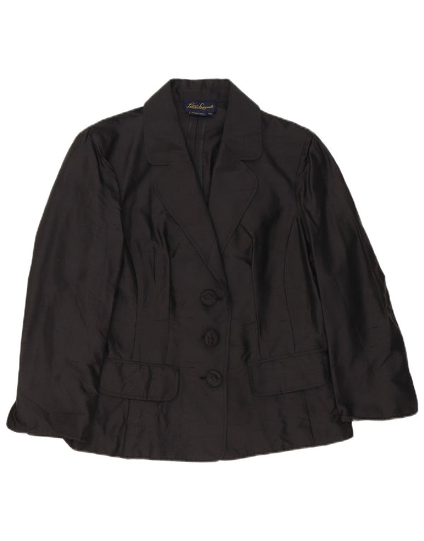 Luisa Spagnoli Veste Blazer 3 Boutons Femme IT 46 Grande Soie Noire