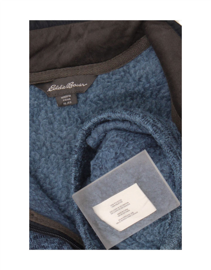 EDDIE BAUER Mens Zip Neck Sweatshirt Jumper XL Navy Blue Flecked Polyester Vintage Eddie Bauer and Second-Hand Eddie Bauer from Messina Hembry 