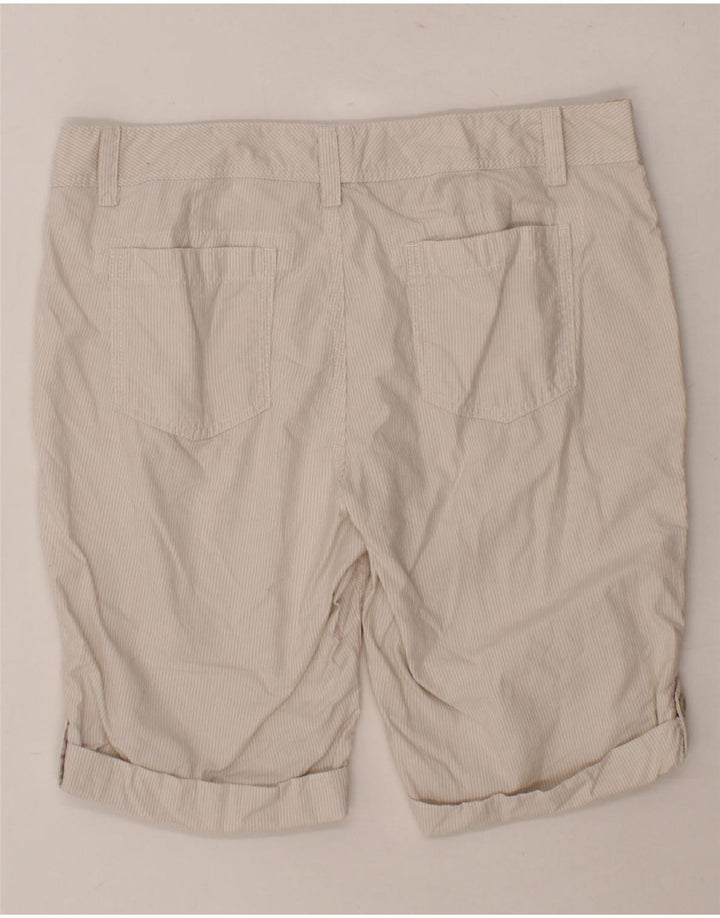 EDDIE BAUER Womens Bermuda Shorts US 12 Large W34  Beige Pinstripe Vintage Eddie Bauer and Second-Hand Eddie Bauer from Messina Hembry 