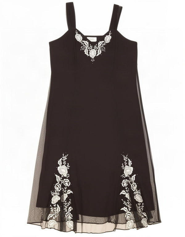 Wallis Robe trapèze sans manches pour femme UK 44 Medium Noir Floral Polyester