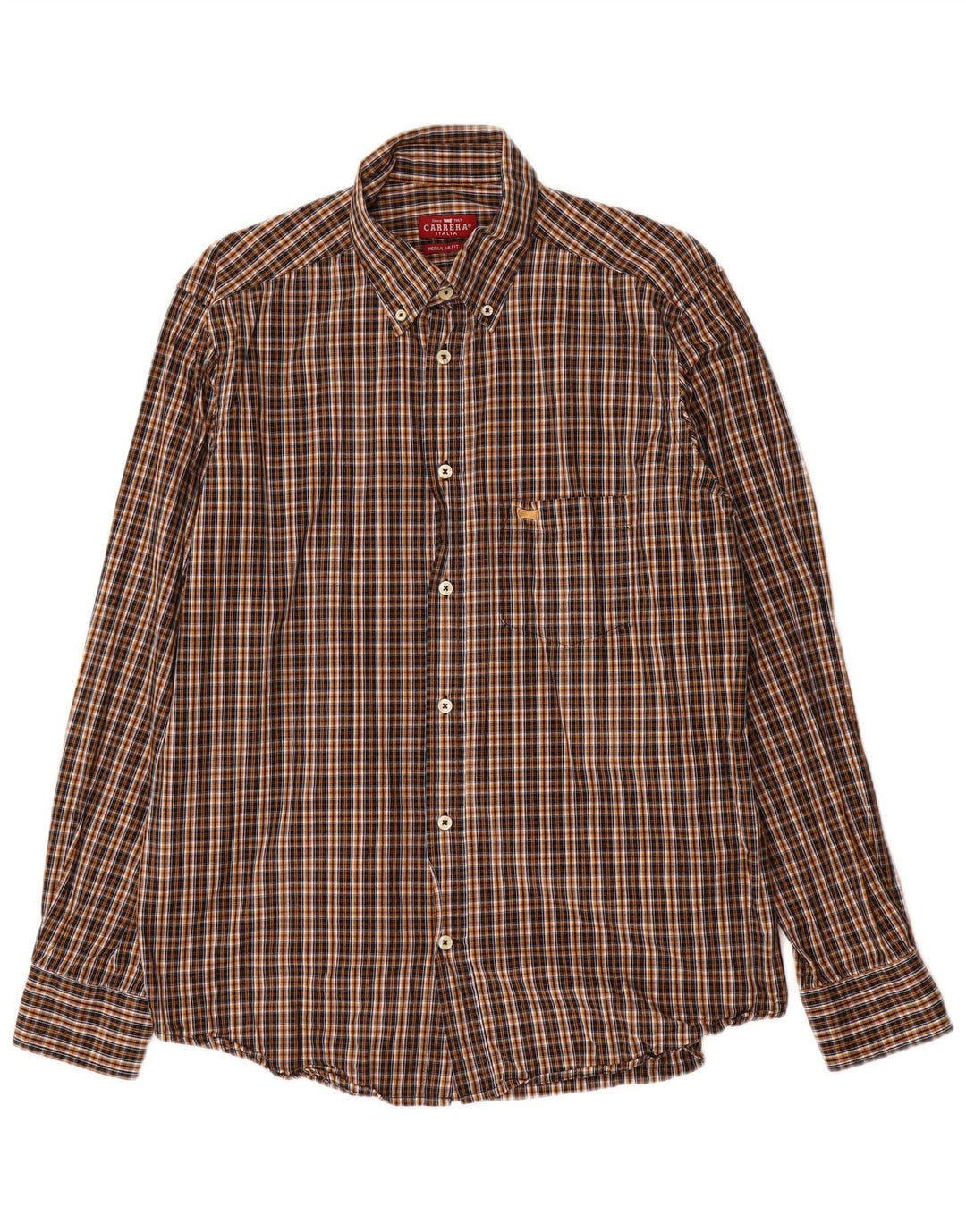 Carrera Chemise Regular Fit en Flanelle pour Homme en Coton à Carreaux Marron Large