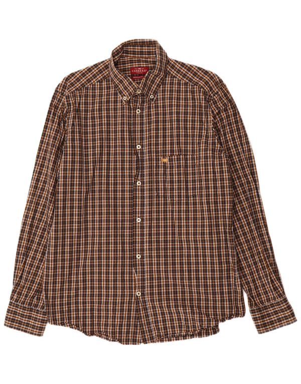 Carrera Chemise Regular Fit en Flanelle pour Homme en Coton à Carreaux Marron Large
