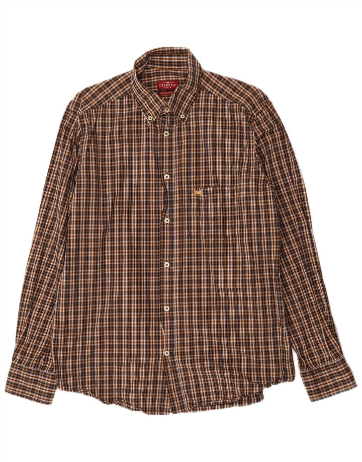 Carrera Chemise Regular Fit en Flanelle pour Homme en Coton à Carreaux Marron Large