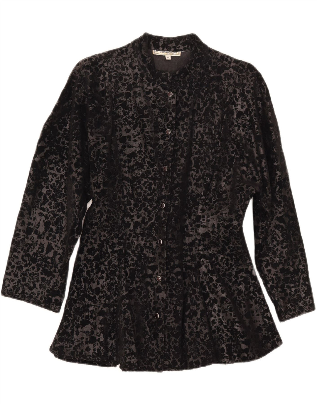 vintage Femme 3/4 Manches Veste IT 44 Moyen Noir Imprimé Animal