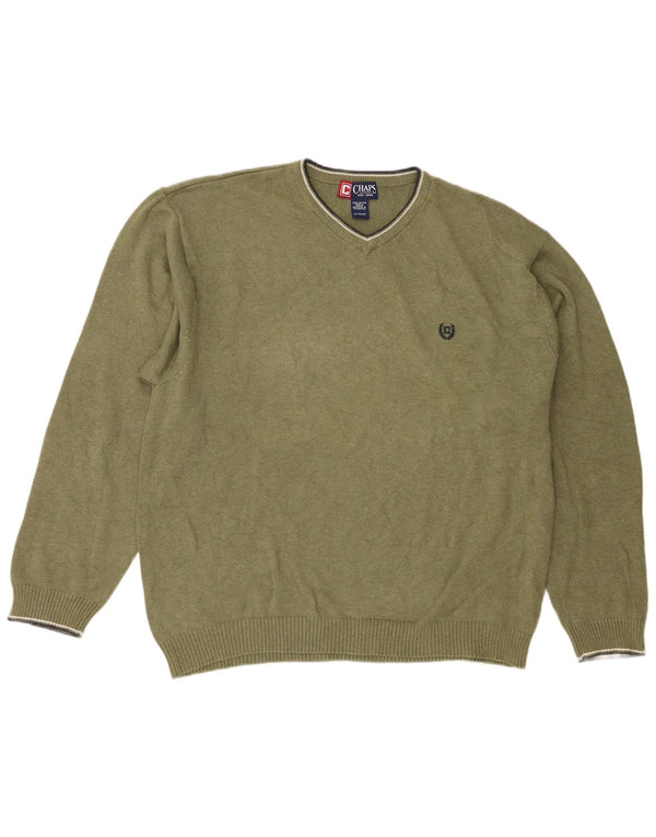 Chaps Pull Homme Coupe Regular Col V Pull XL Vert Coton