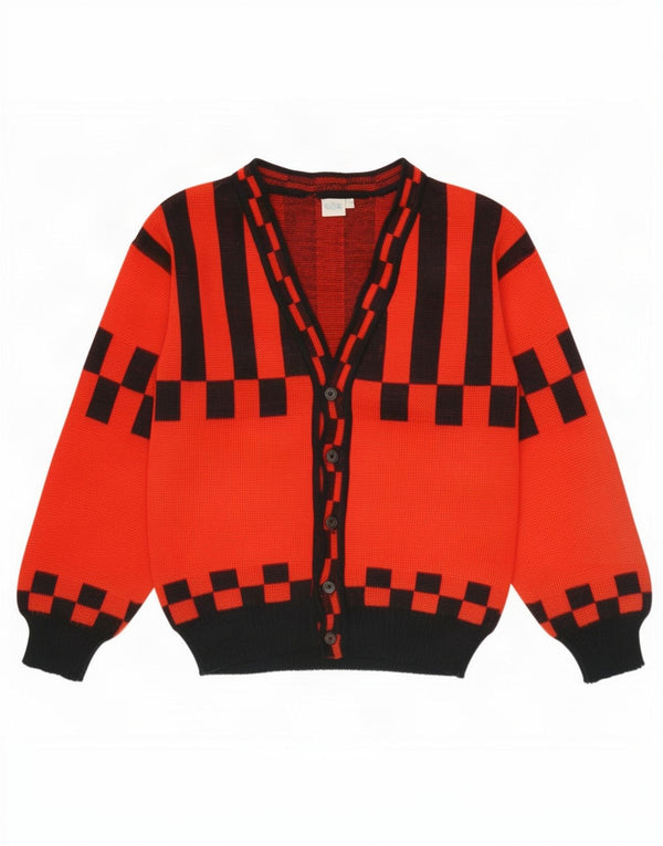 vintage Femme Cardigan Pull EU 40 Moyen Rouge Géométrique