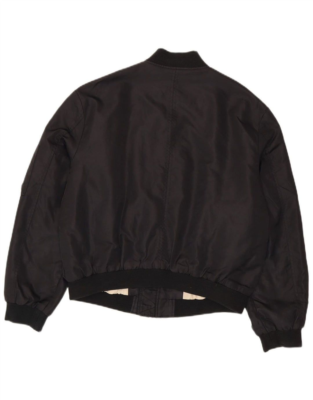 Zara Womens Crop Oversize Bomber Jacket UK 16 Grand Noir Polyamide