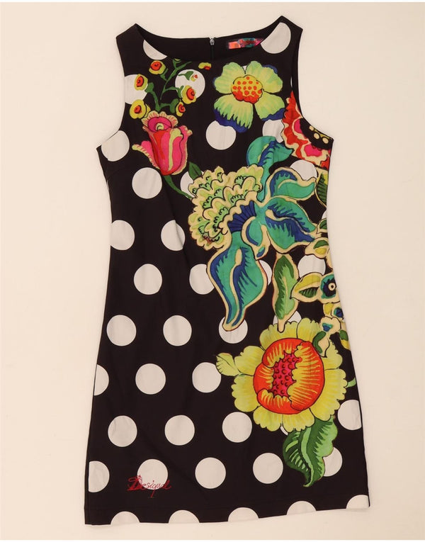 Desigual Robe fourreau sans manches pour femme EU 38 Medium Noir Floral