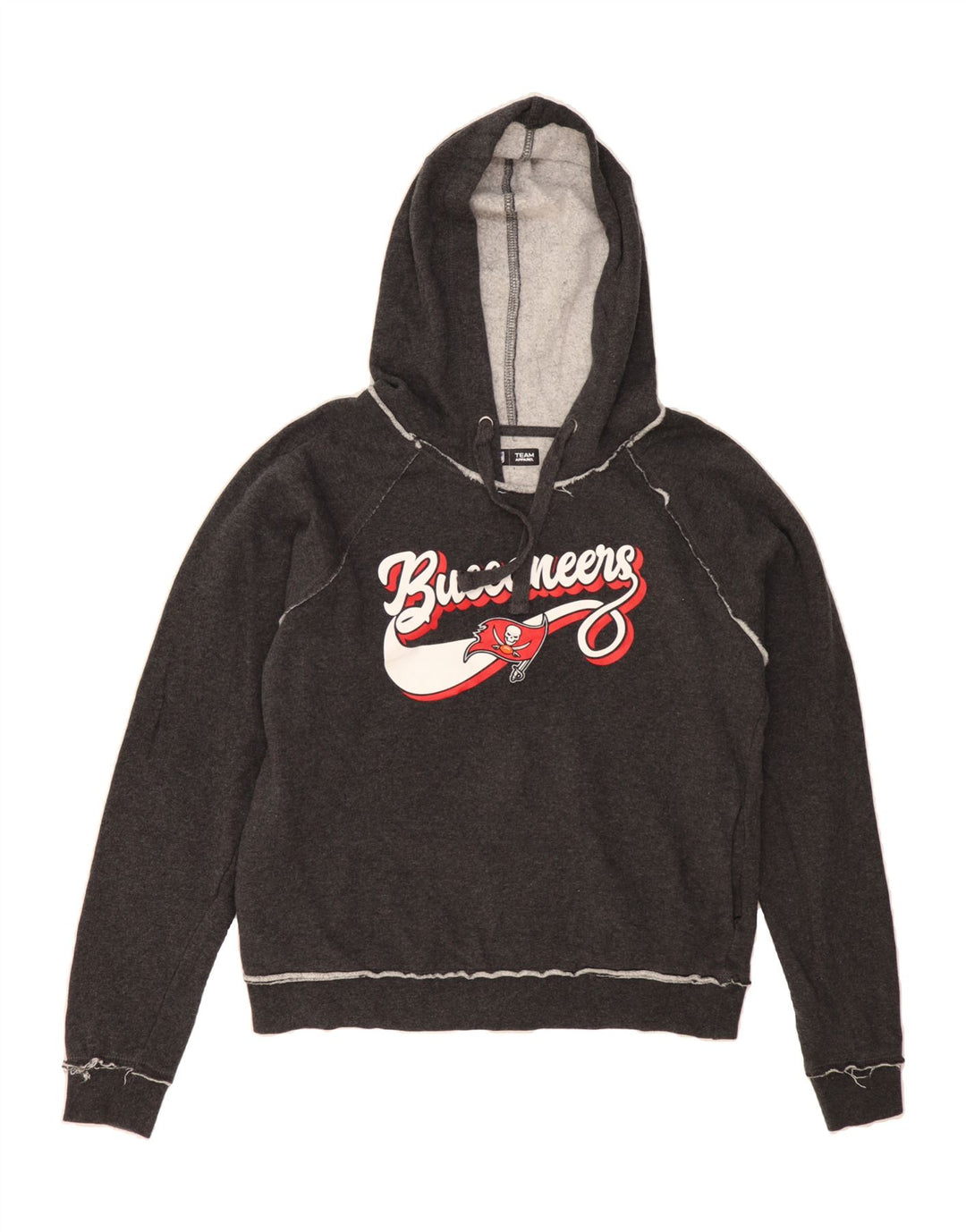 NFL TEAM APPAREL Womens Oversized Hoodie Jumper UK 10 Small Grey Vintage NFL TEAM APPAREL and Second-Hand NFL TEAM APPAREL from Messina Hembry 