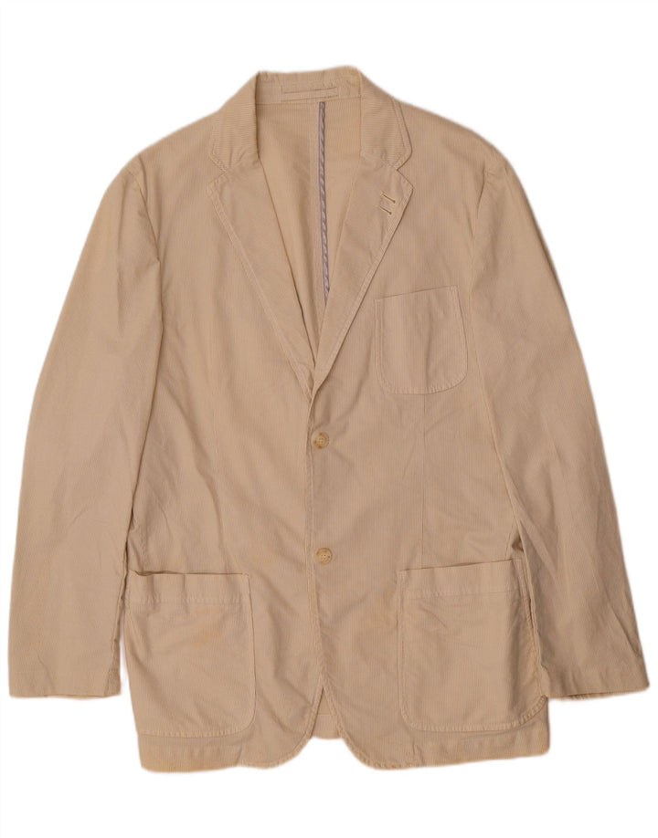 Trussardi Jeans Veste Blazer 2 Boutons Homme UK 38 Beige Moyen Rayure