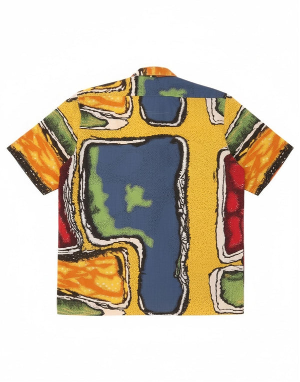 vintage Mens Short Sleeve Shirt Taille 41/42 Grand Colorblock multicolore