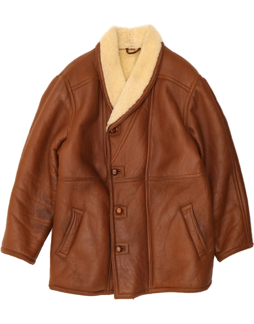 VINTAGE Veste en peau de mouton pour homme IT 52 XL en peau de mouton marron