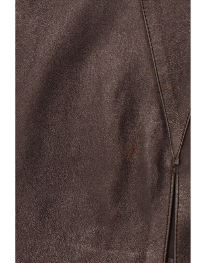 VINTAGE Jupe en cuir femme W30 Cuir géométrique noir moyen