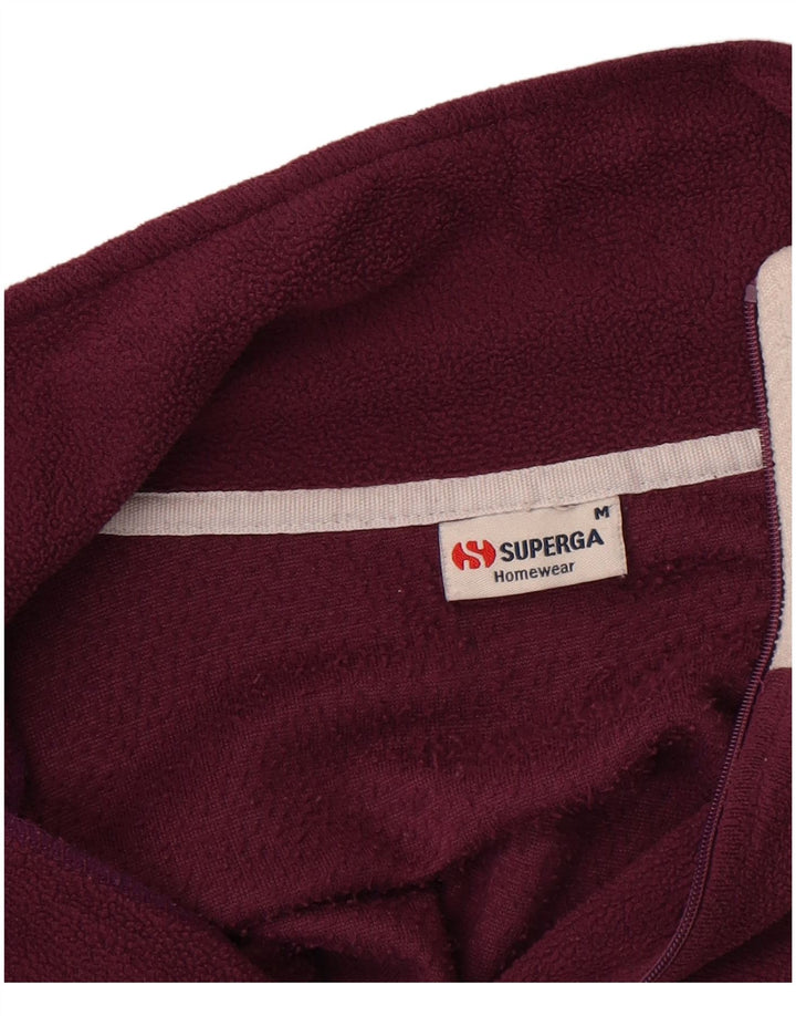 Superga Pull Polaire à Col Zippé Homme Bordeaux Moyen Colourblock