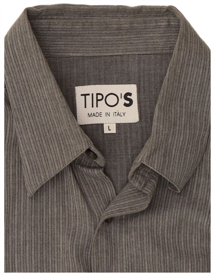 Tipo' S Chemise en flanelle pour homme à fines rayures grises