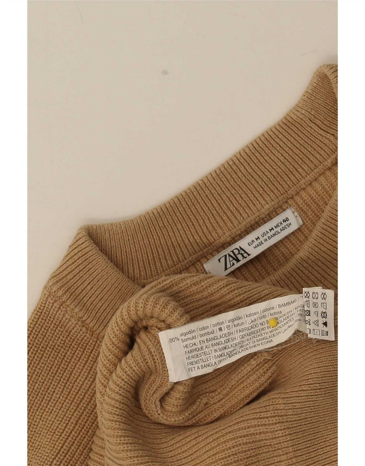 Zara Pull à col rond en coton beige moyen pour homme