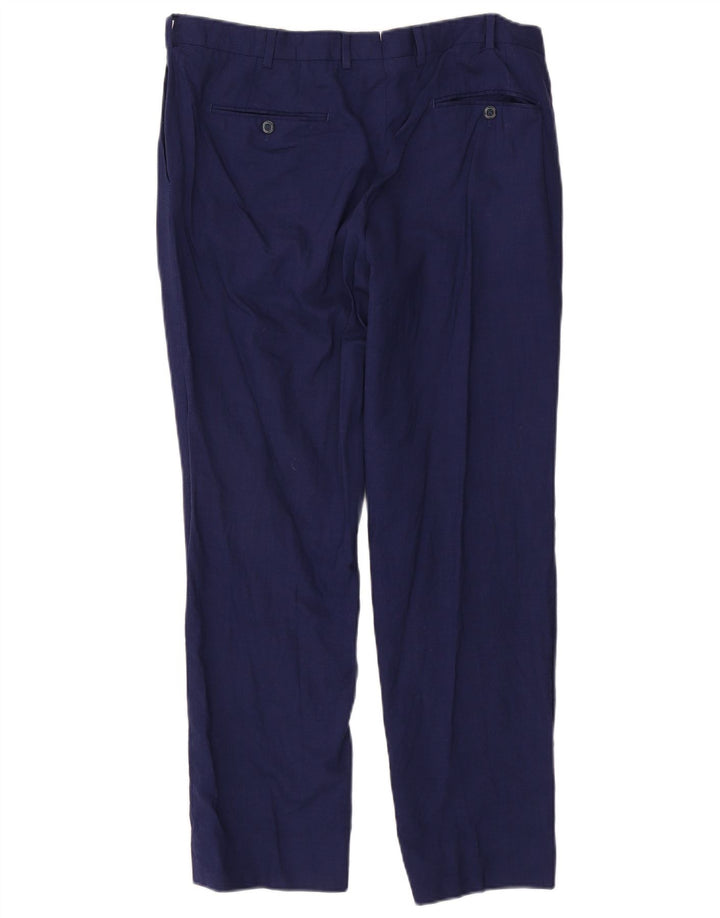 Massimo Dutti Pantalon de Costume Droit Homme W34 L29 Bleu Marine