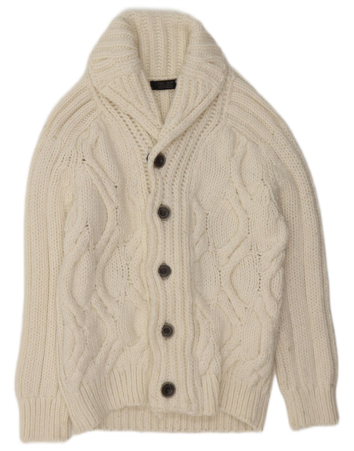 Zara Homme Cardigan Pull Laine Blanc Moyen