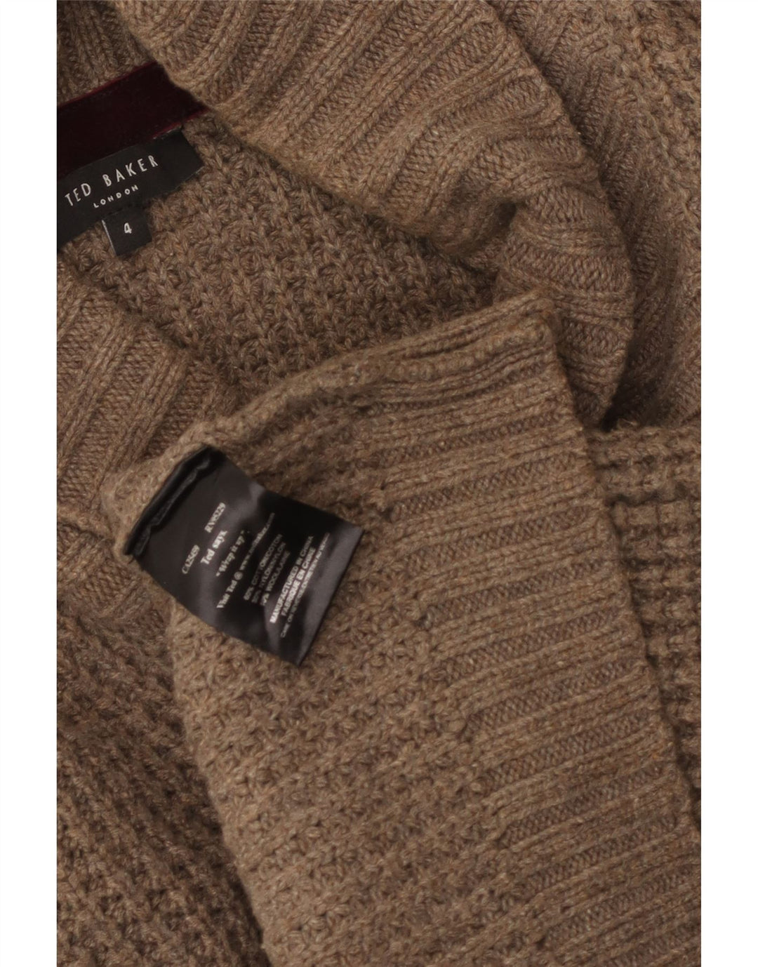 Ted Baker Pull cardigan à double boutonnage pour homme Taille 4 Coton marron moyen