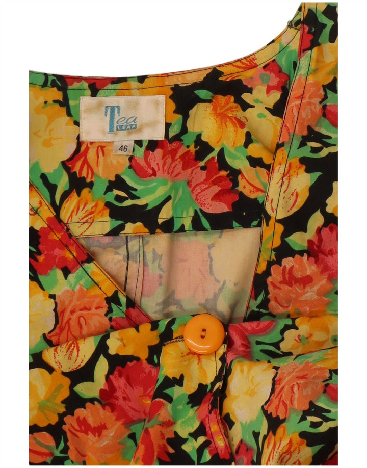 VINTAGE Veste Blazer 3 Boutons Femme IT 46 Grand Floral Multicolore