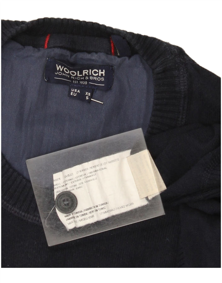 Woolrich Pull à col rond pour homme en coton bleu marine Petit