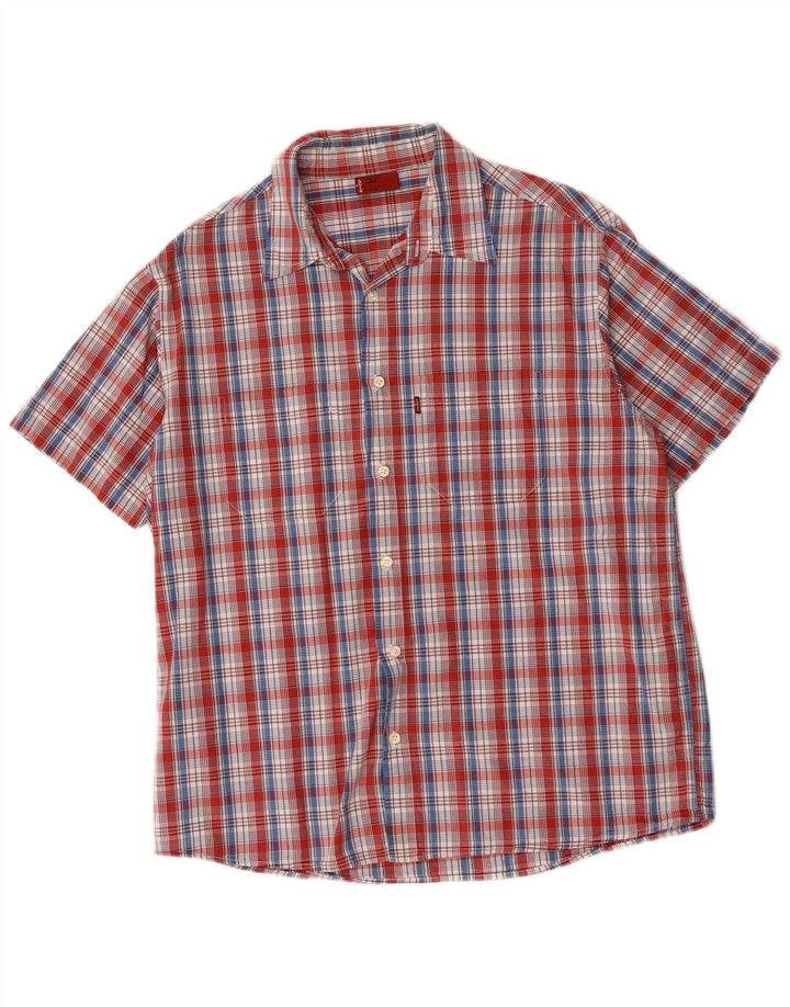 Levi's Chemise à Manches Courtes Homme Grand Carreau Rouge Coton