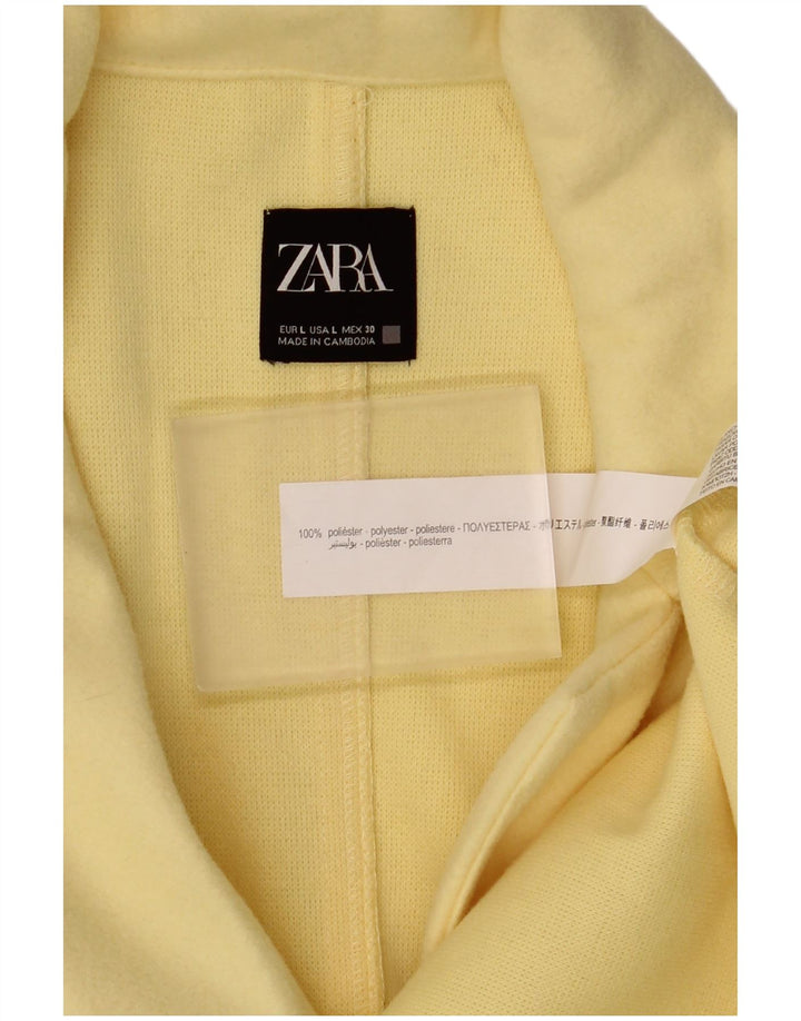 Zara Womens Open Overcoat UK 16 Large Jaune Polyester