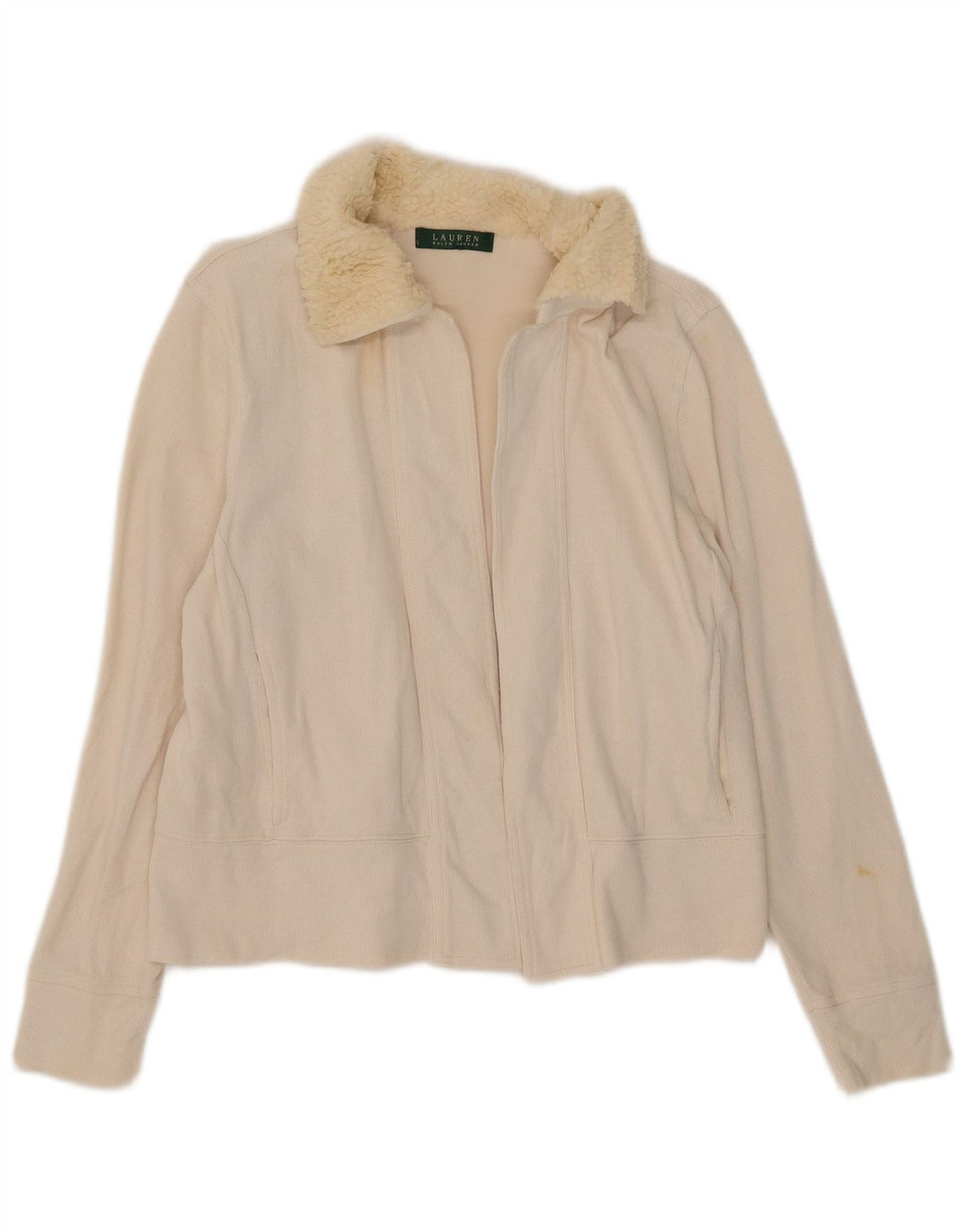 Ralph Lauren Pull cardigan ouvert pour femme UK 14 Beige moyen